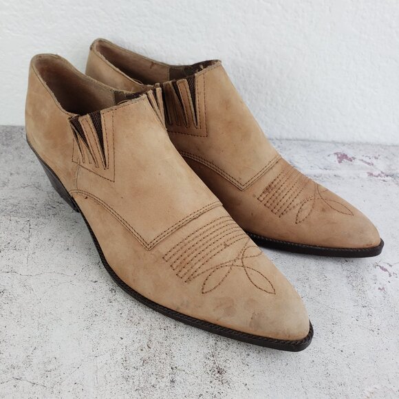 Vintage Dolcis Short Western Booties Tan Leather Pointed Toe size 8.5 - Picture 4 of 11